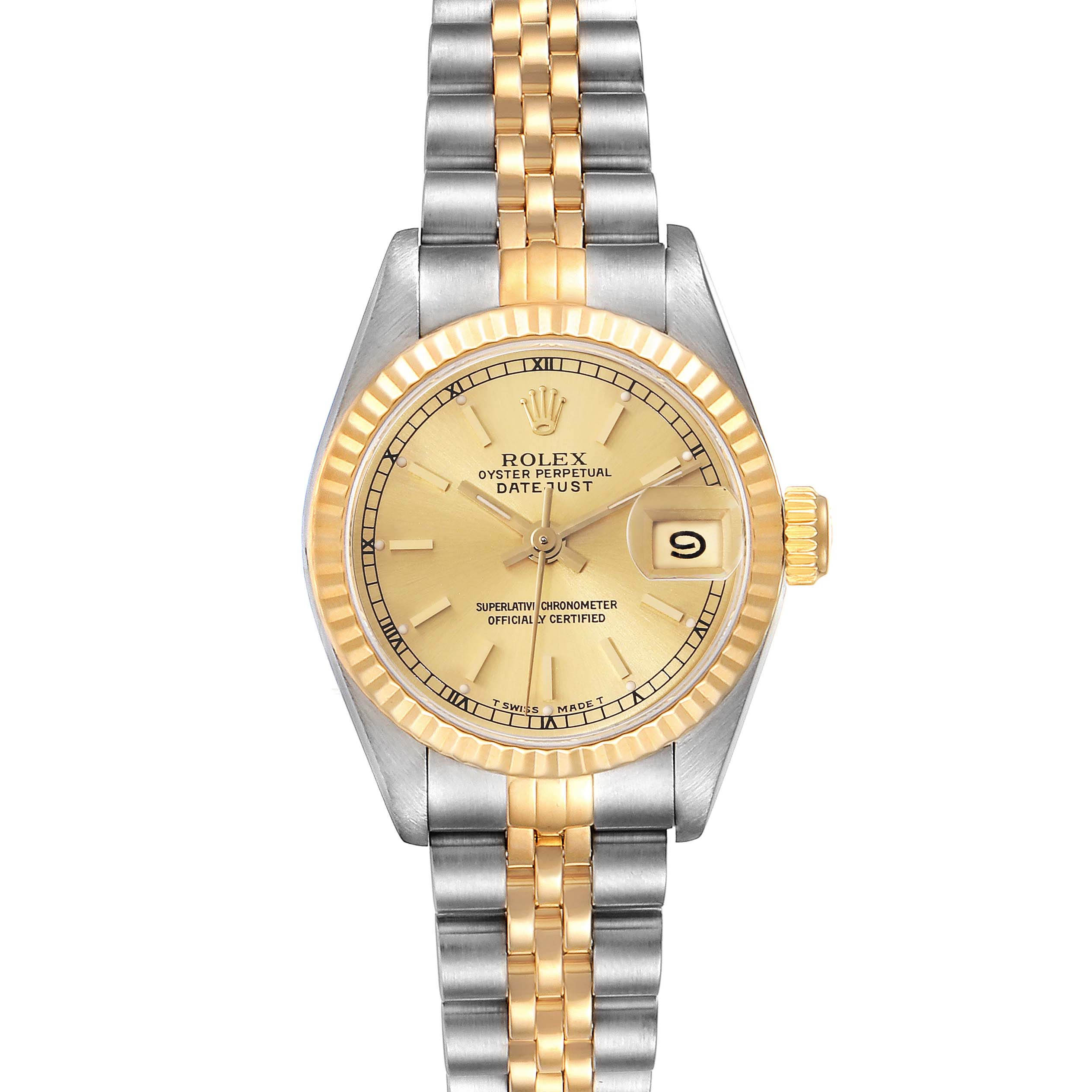 succes Gendanne Mart Rolex Datejust Steel Yellow Gold Champagne Dial Ladies Watch 69173 Papers |  SwissWatchExpo