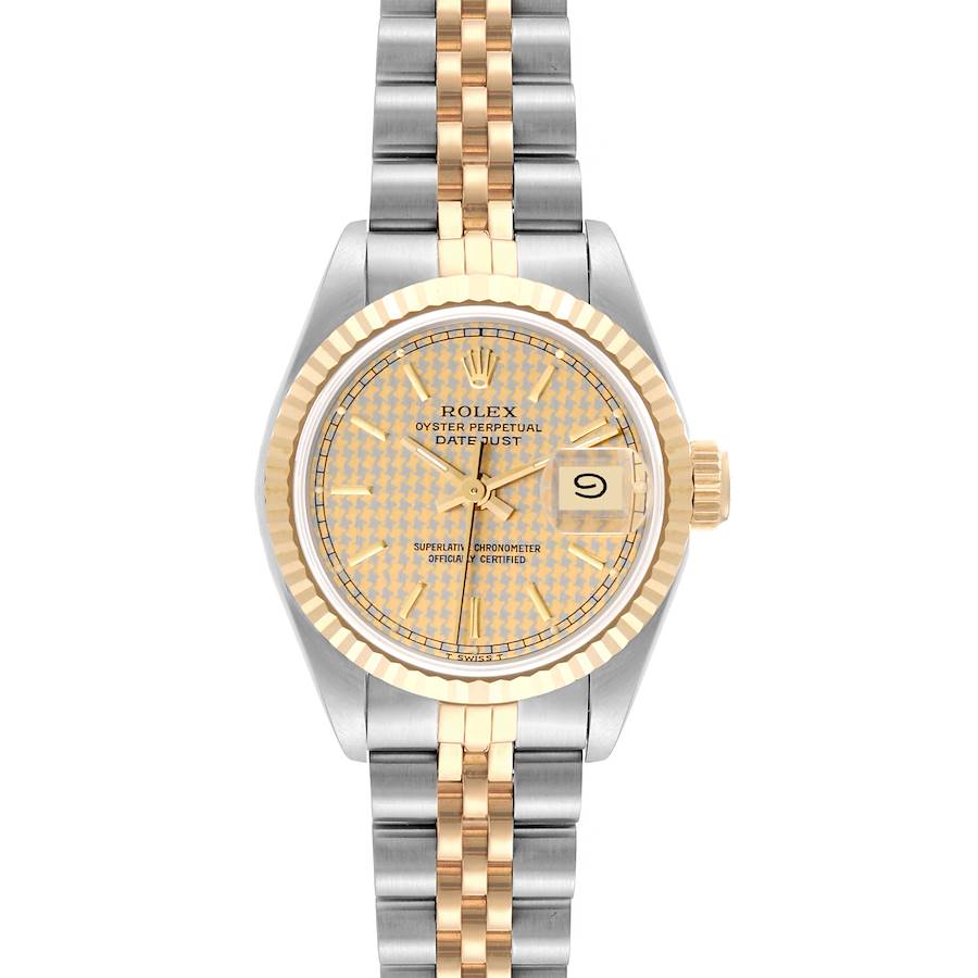 Rolex Datejust Steel Yellow Gold Houndstooth Dial Ladies Watch 69173 SwissWatchExpo