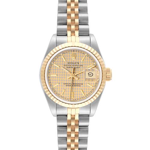 Photo of Rolex Datejust Steel Yellow Gold Houndstooth Dial Ladies Watch 69173