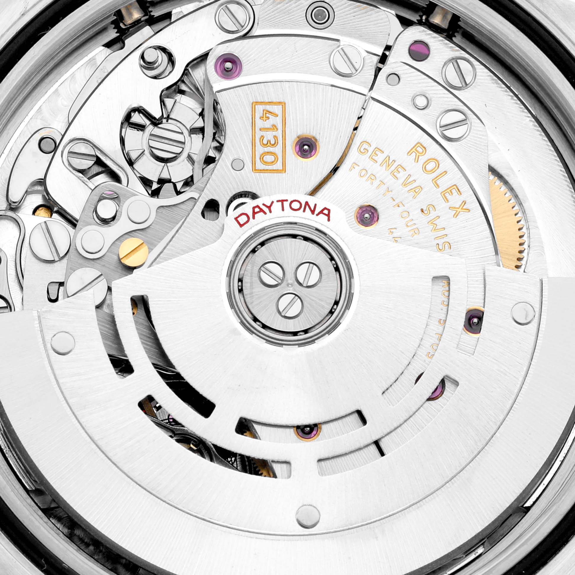 This image shows the intricate movement mechanism of the Rolex Daytona 116523 Men
s Steel and Gold (two tone) Black Dial 116523 Men
s Steel and Gold (two tone) Black Dial watch.