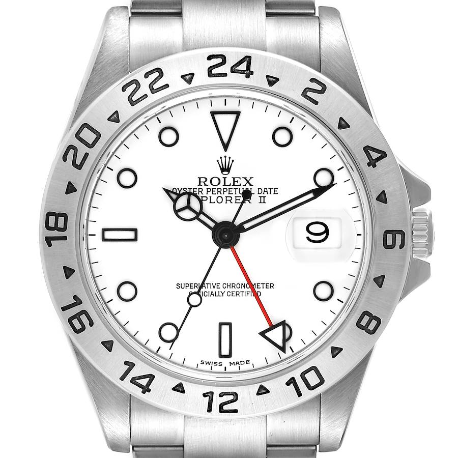 Rolex Explorer II 40mm Polar White Dial Steel Mens Watch 16570 Box Papers SwissWatchExpo