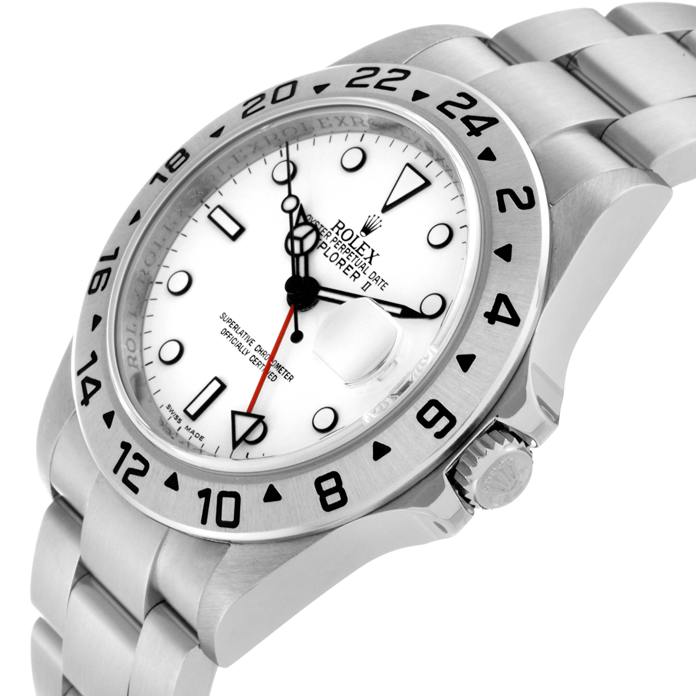 The image shows a Rolex Explorer 16570 Men's Stainless Steel White Dial 16570 Men's Stainless Steel White Dial model watch at an angled view, highlighting the dial, crown, and bracelet.