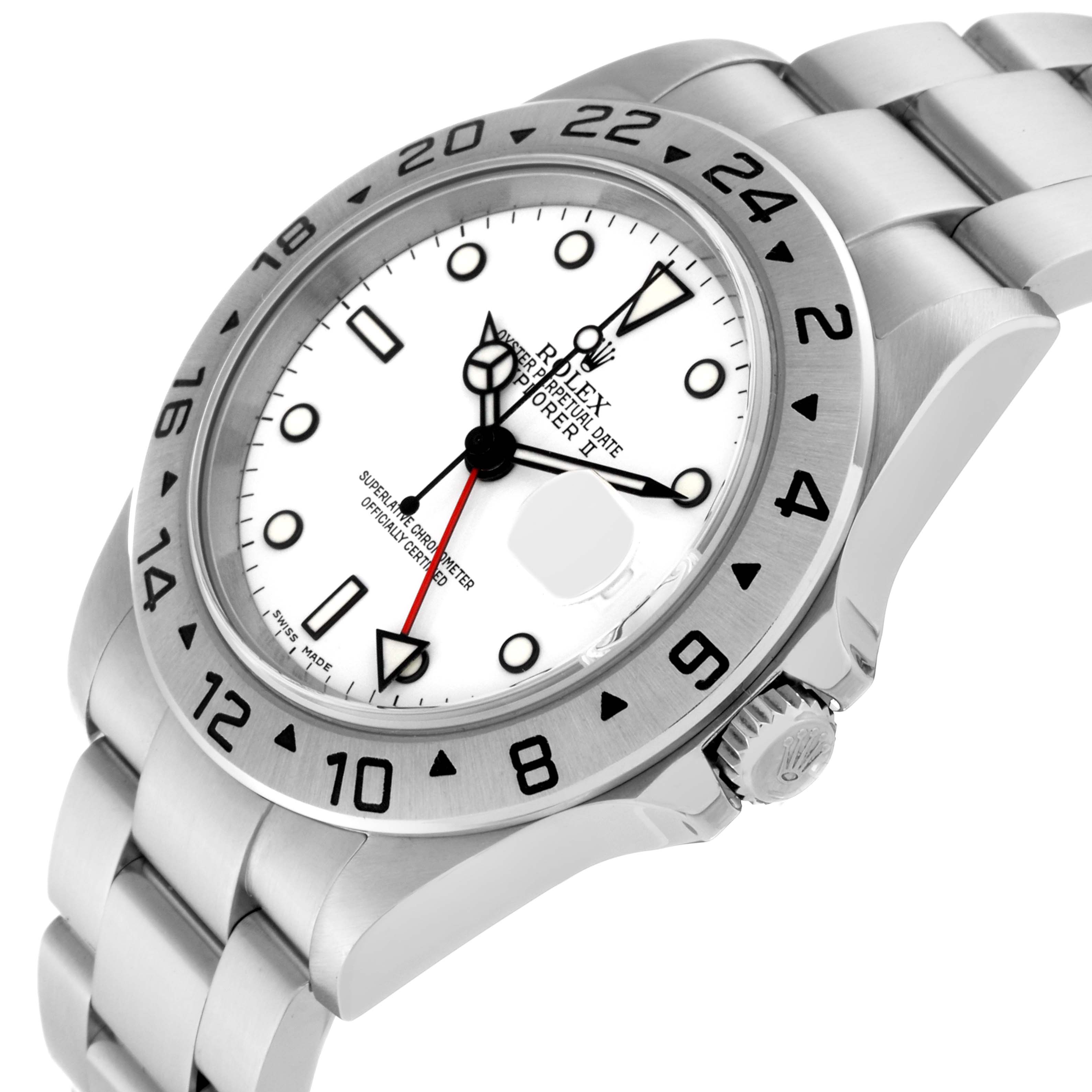 The image shows the face, bezel, crown, and part of the bracelet of a Rolex Explorer 16570 Men's Stainless Steel White Dial 16570 Men's Stainless Steel White Dial watch model.