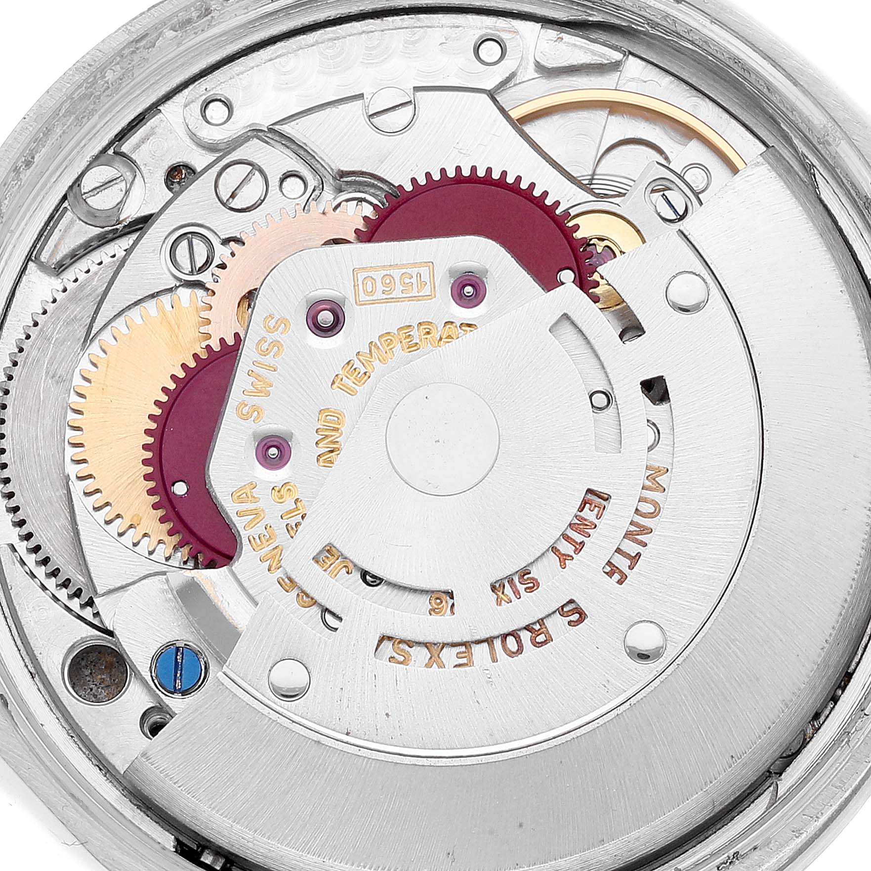 This image shows the internal mechanism of the Vintage Collection model by Rolex, highlighting gears and components.