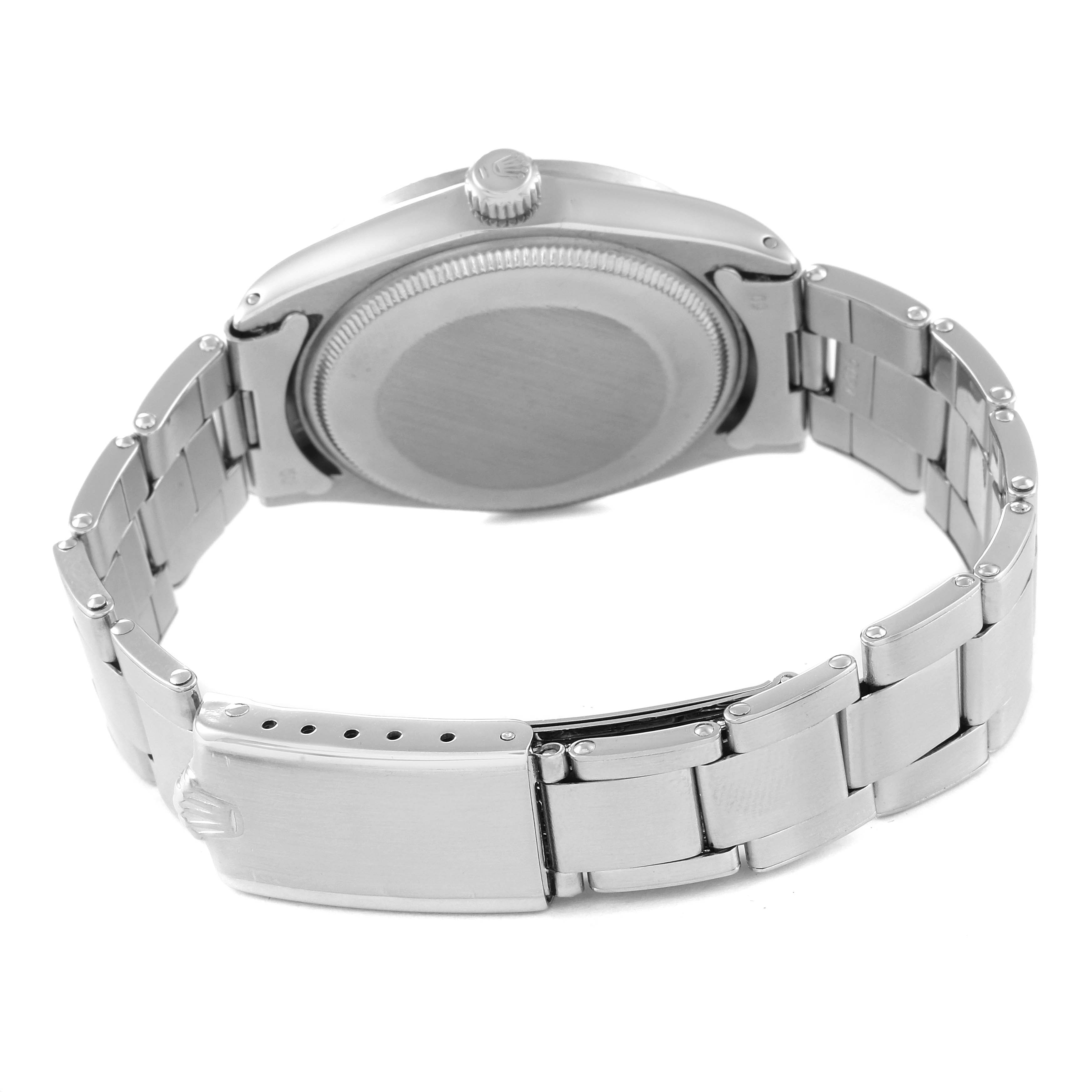 The image shows the back and clasp of the Rolex Vintage Collection 1007 Men's Stainless Steel Black Dial 1007 Men's Stainless Steel Black Dial watch, with the bracelet partially visible.