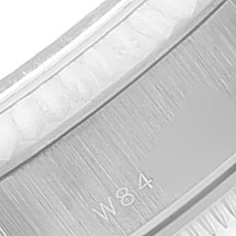 This image shows a close-up of the watch bracelet or clasp of the Rolex President 69179 Women's White Gold Silver Dial 69179 Women's White Gold Silver Dial model with visible engravings.