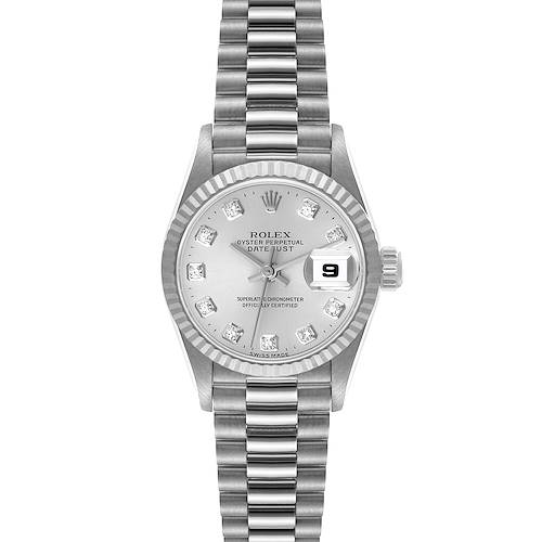 Photo of Rolex President Datejust 26 White Gold Diamond Ladies Watch 69179 Box Papers