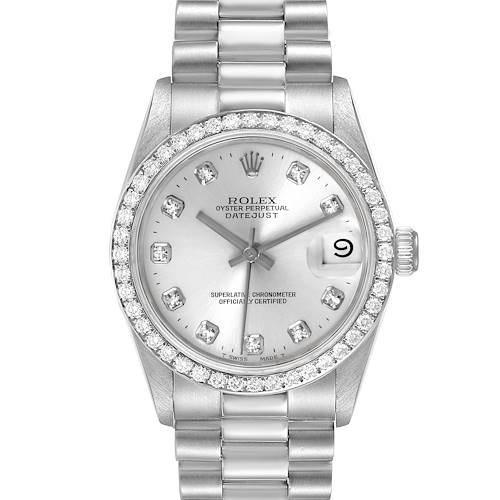 Photo of Rolex President Datejust Midsize Platinum Diamond Ladies Watch 68286