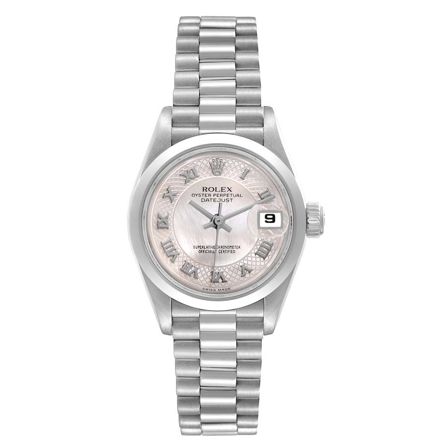 Rolex President Datejust Platinum Mother of Pearl Ladies Watch 69166 SwissWatchExpo