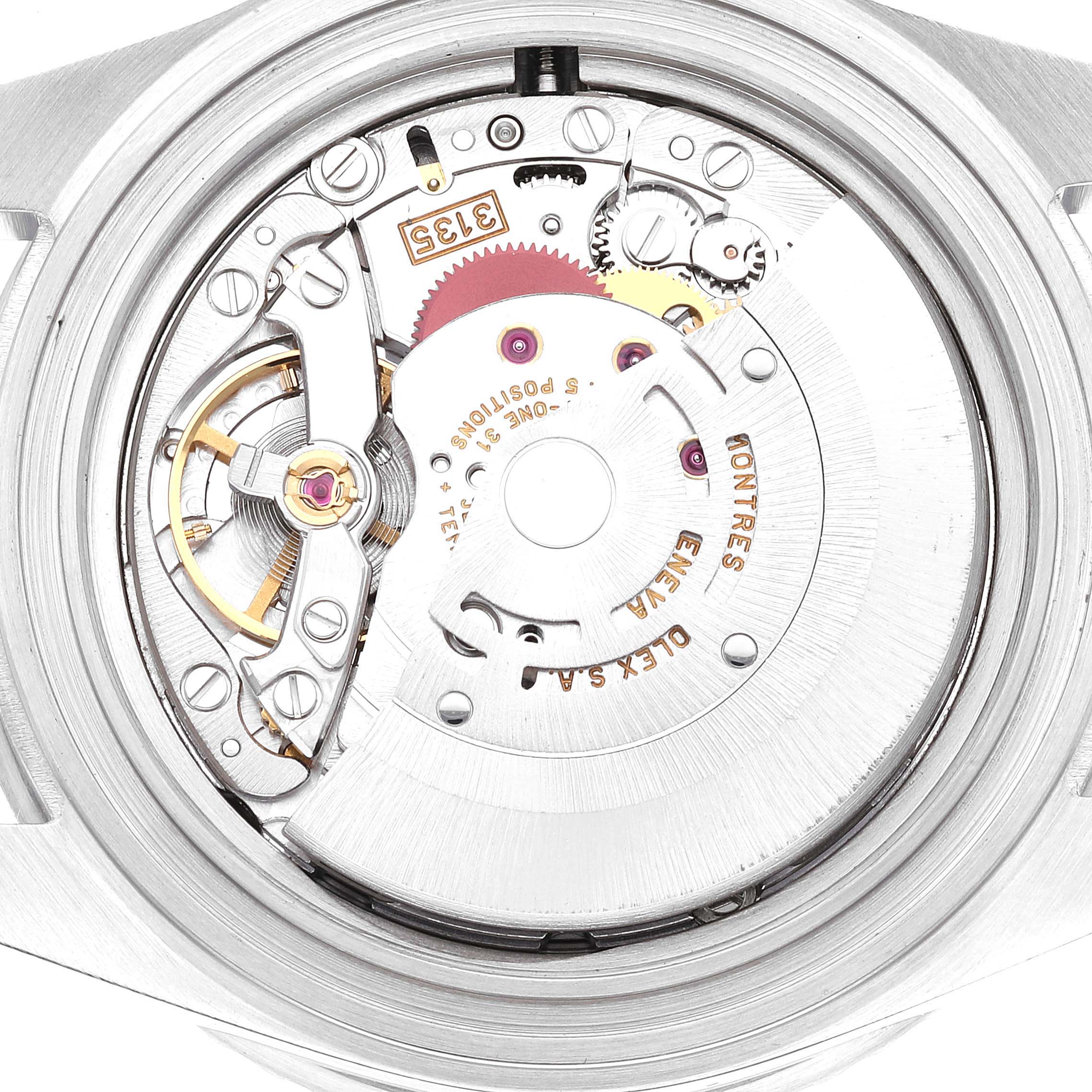 This image shows the internal mechanical movement of the Rolex Submariner 16610 Men
s Stainless Steel Black Dial 16610 Men
s Stainless Steel Black Dial watch from a back view angle.