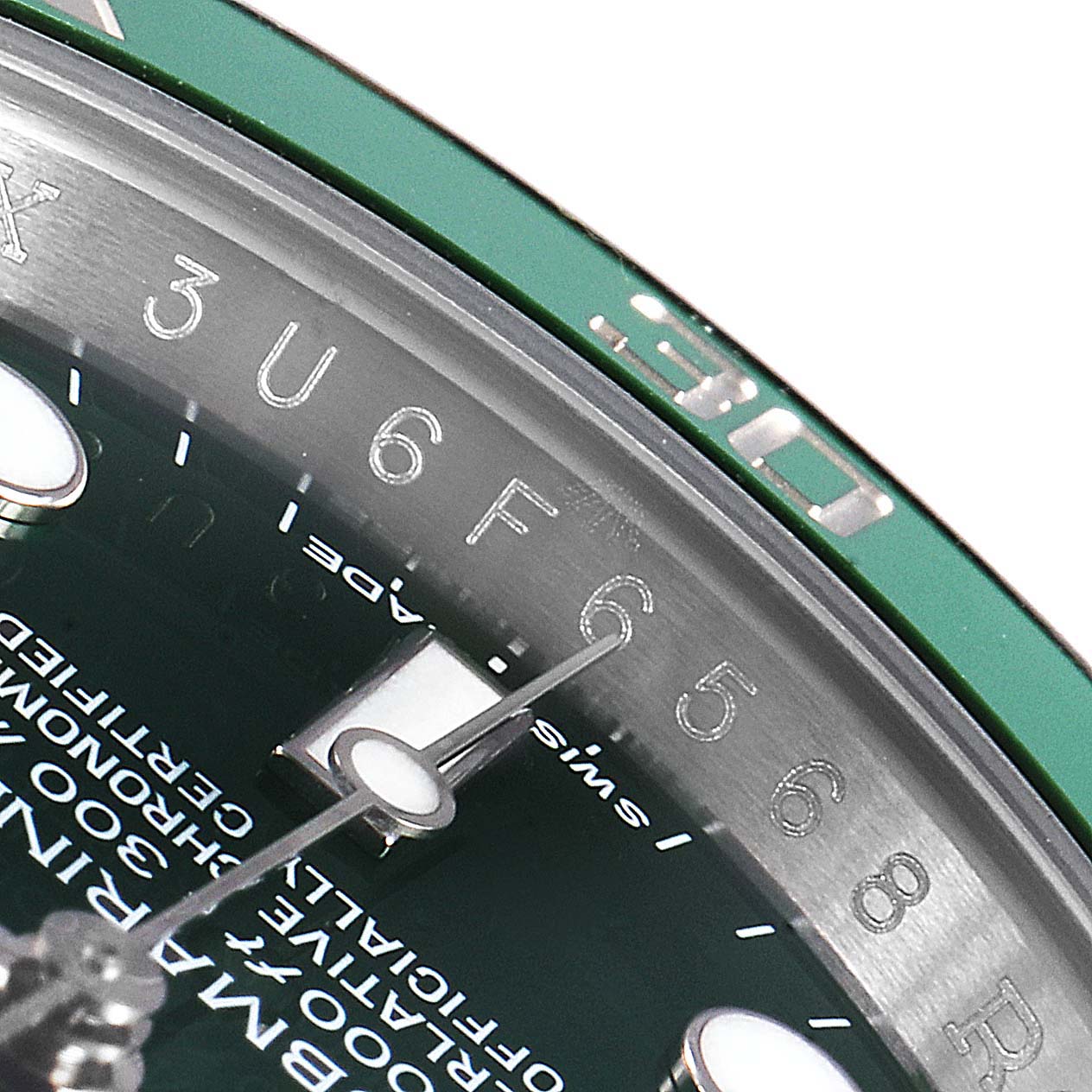 The image shows a close-up of the green bezel and dial of a Rolex Submariner 116610LV  Men
s Stainless Steel Green Dial 116610LV  Men
s Stainless Steel Green Dial watch.