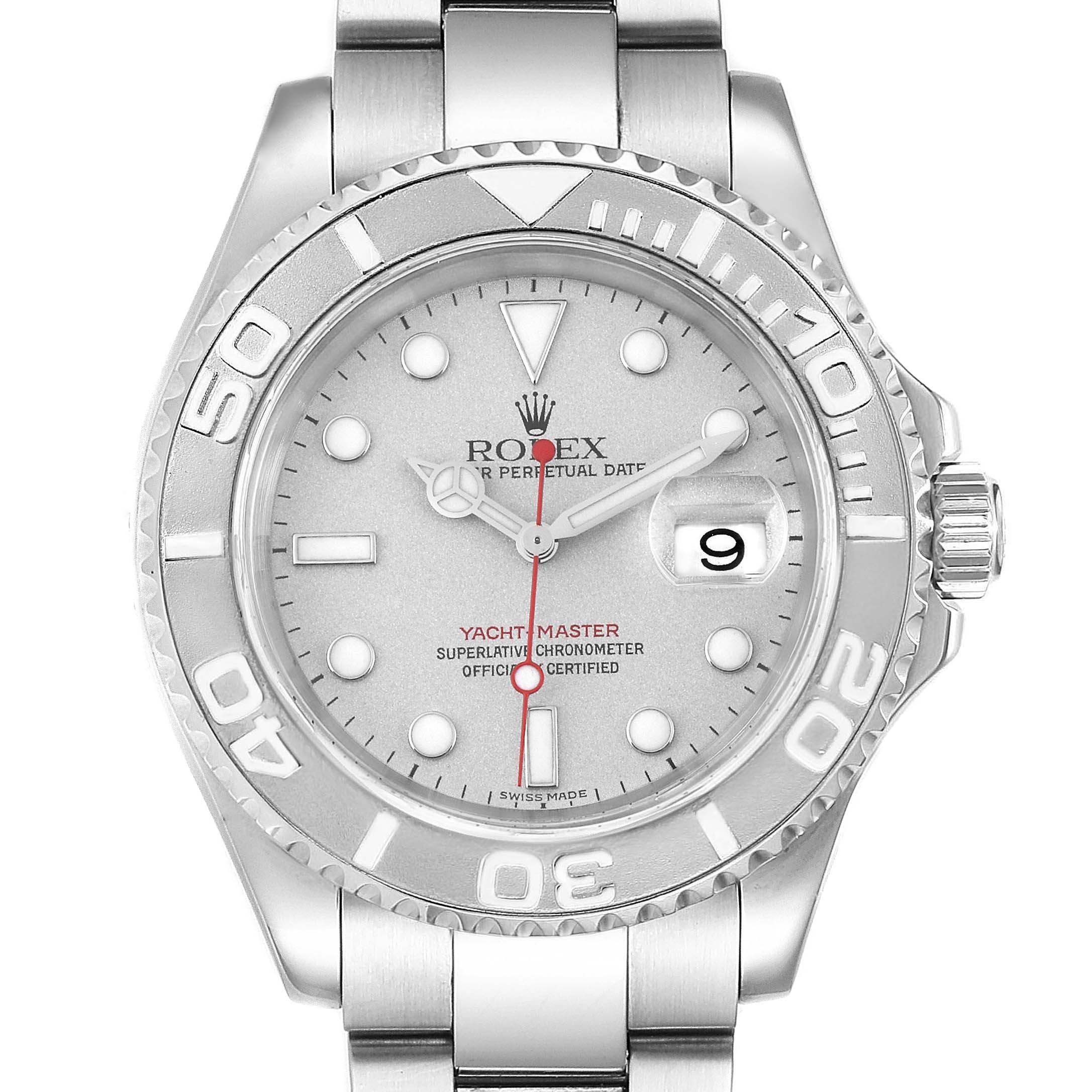 Rolex Yachtmaster 40 Steel Platinum Dial Bezel Mens Watch 16622 ...
