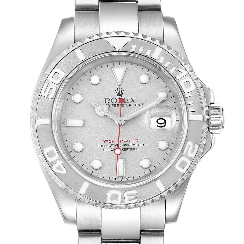 Rolex Yachtmaster 40 Steel Platinum Dial Bezel Mens Watch 16622 SwissWatchExpo