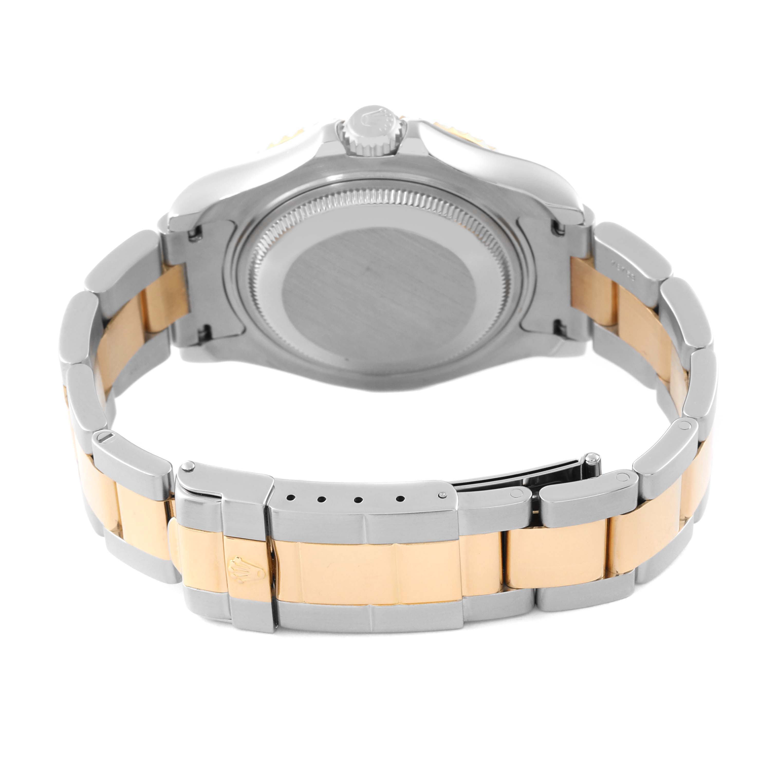 This image shows the back view of a Rolex Yacht-Master 68623 Men's Steel and Gold (two tone) White Dial 68623 Men's Steel and Gold (two tone) White Dial watch, focusing on the case back and the two-tone bracelet.