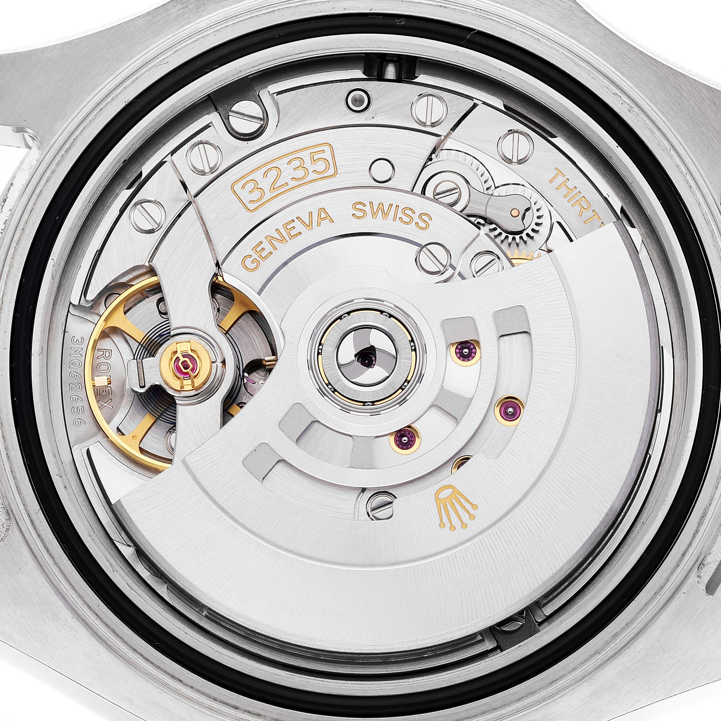 This image shows the back view of the Rolex Yacht-Master 126622 Men's Stainless Steel Blue Dial 126622 Men's Stainless Steel Blue Dial model, focusing on its intricate movement mechanism.