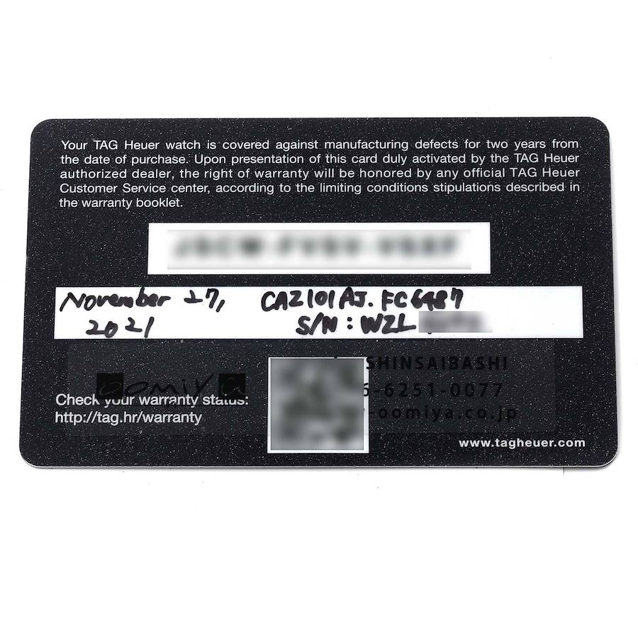 Warranty Tag Heuer Serial TAG Heuer Carrera Watch Stainless Steel