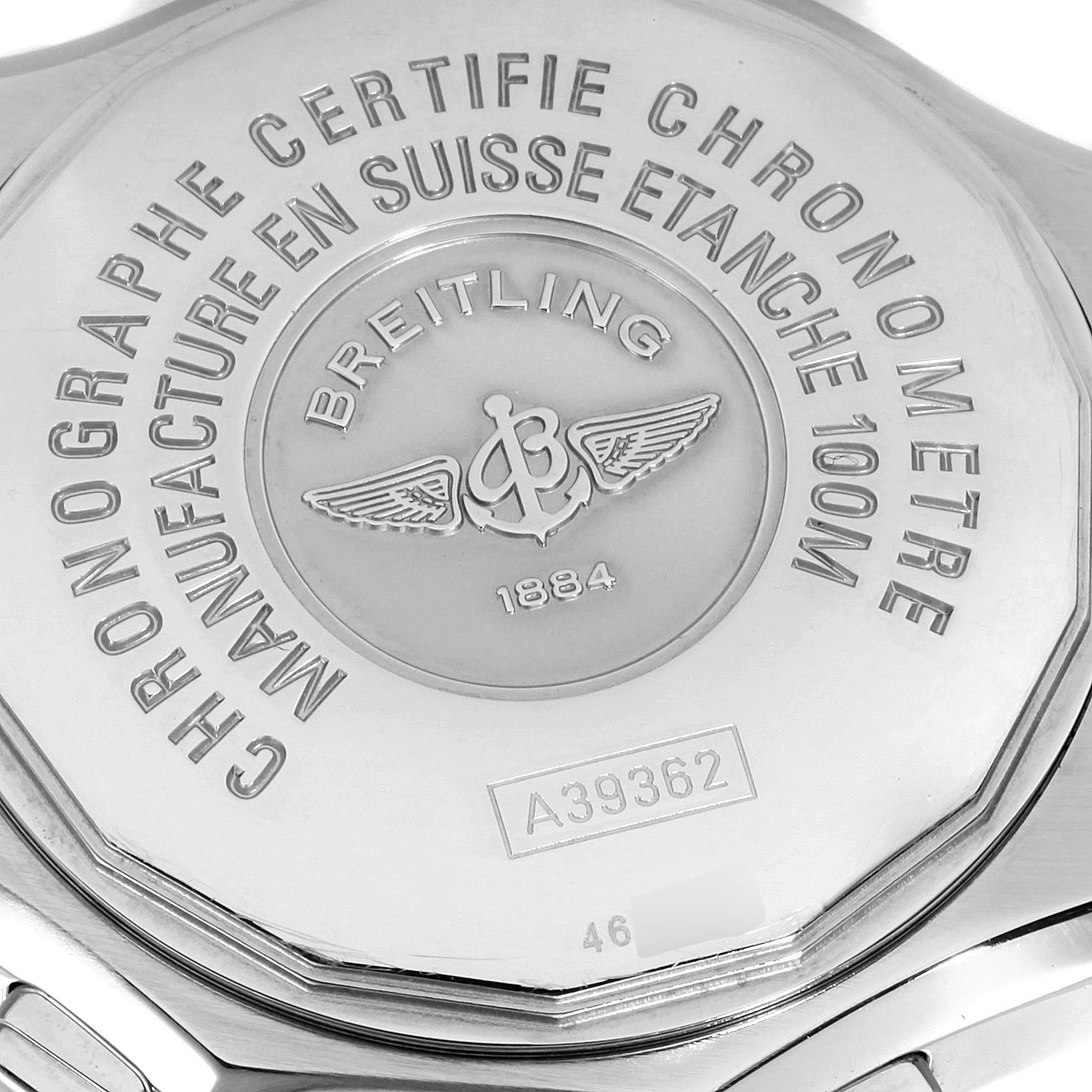 The image shows the back case of a Professional Series watch by Breitling, displaying the model number and brand engraving.