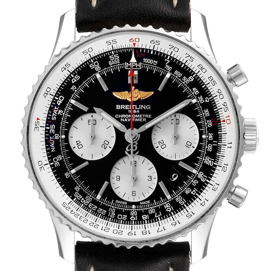 Breitling Navitimer 01 Black Strap Automatic Steel Mens Watch AB0120 SwissWatchExpo