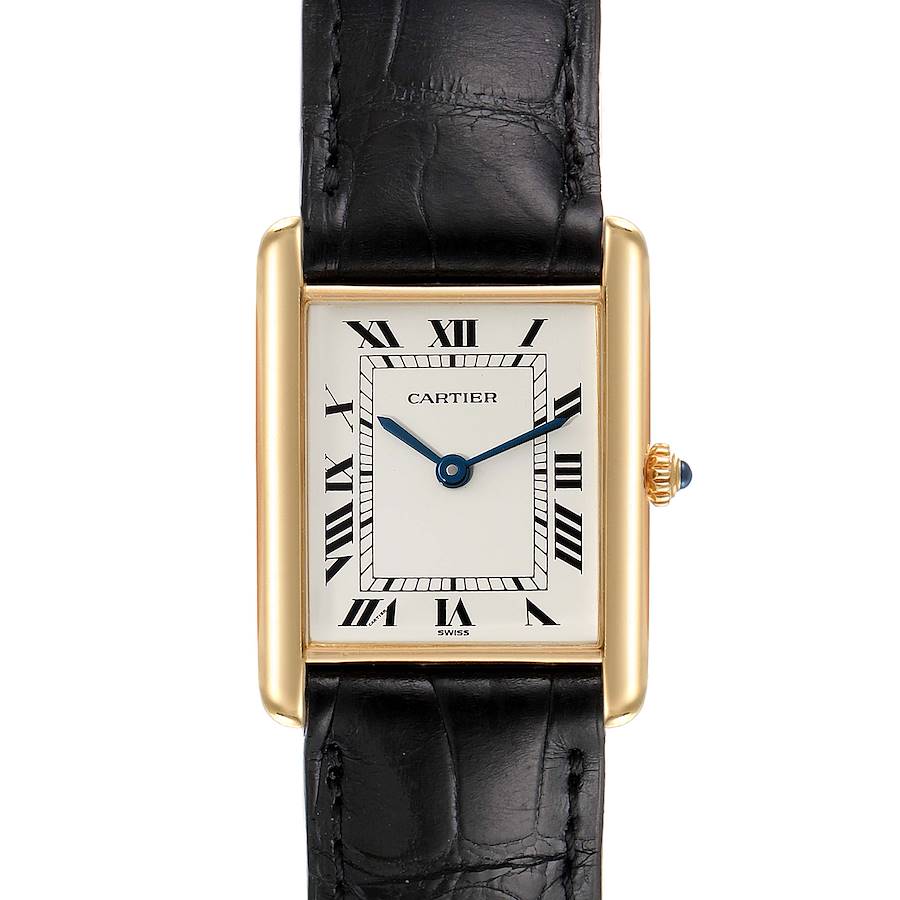 Cartier Tank Classic Paris Brown Strap 18k Yellow Gold Unisex Watch SwissWatchExpo