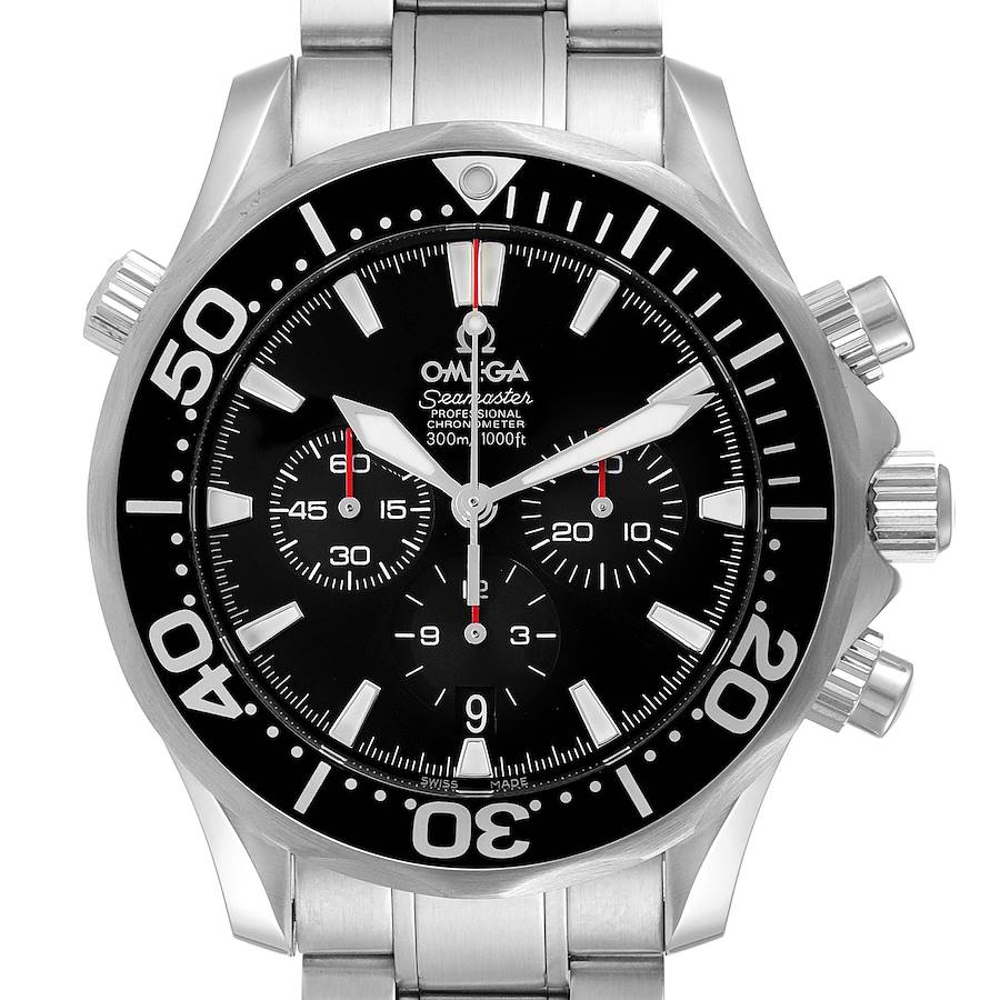 Omega Seamaster Chronograph Black Dial Steel Mens Watch 2594.52.00 Card SwissWatchExpo