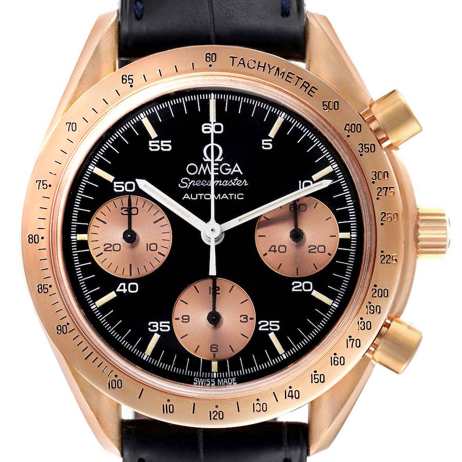 Omega Speedmaster Rose Gold Black Dial Mens Watch 175.0033 SwissWatchExpo