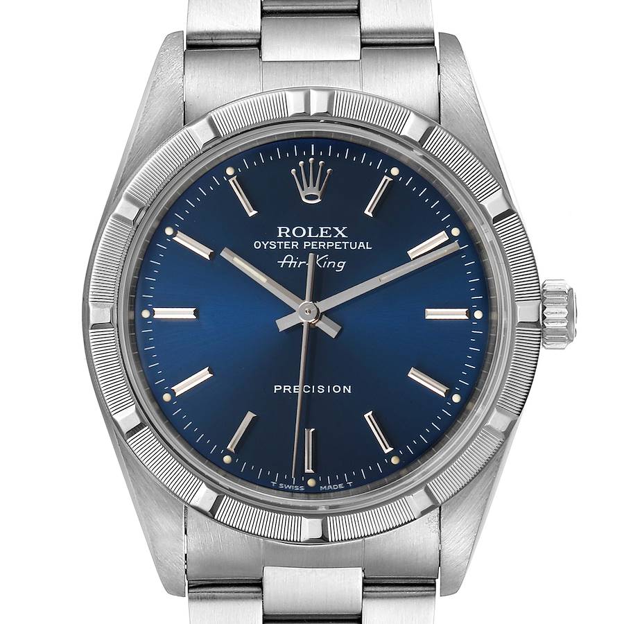 Rolex Air King 34mm Blue Dial Oyster Bracelet Mens Watch 14010 SwissWatchExpo