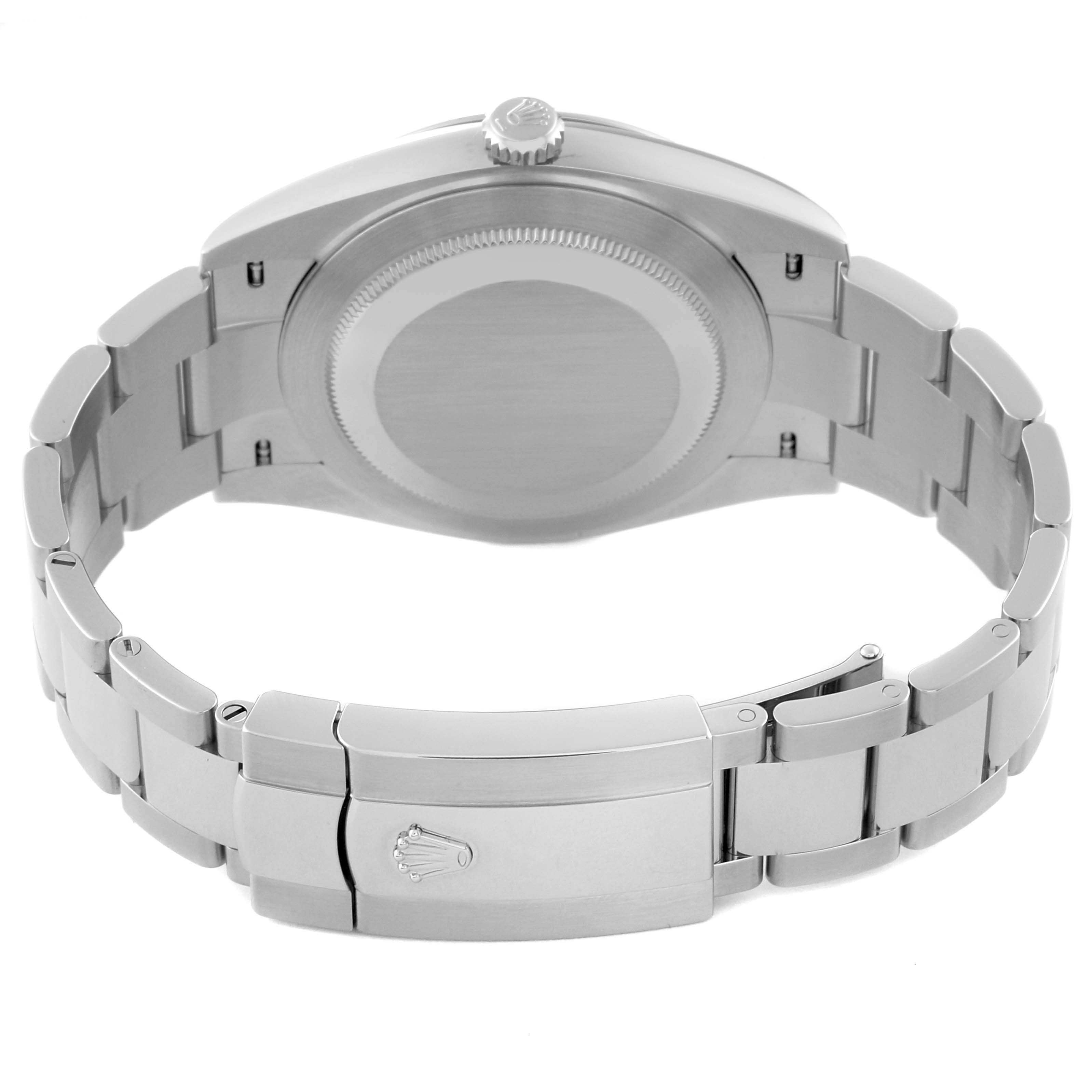 The image shows the back and clasp of a Rolex Datejust 41 126300 Men's Stainless Steel Blue Dial 126300 Men's Stainless Steel Blue Dial watch, highlighting the stainless steel bracelet and case back.