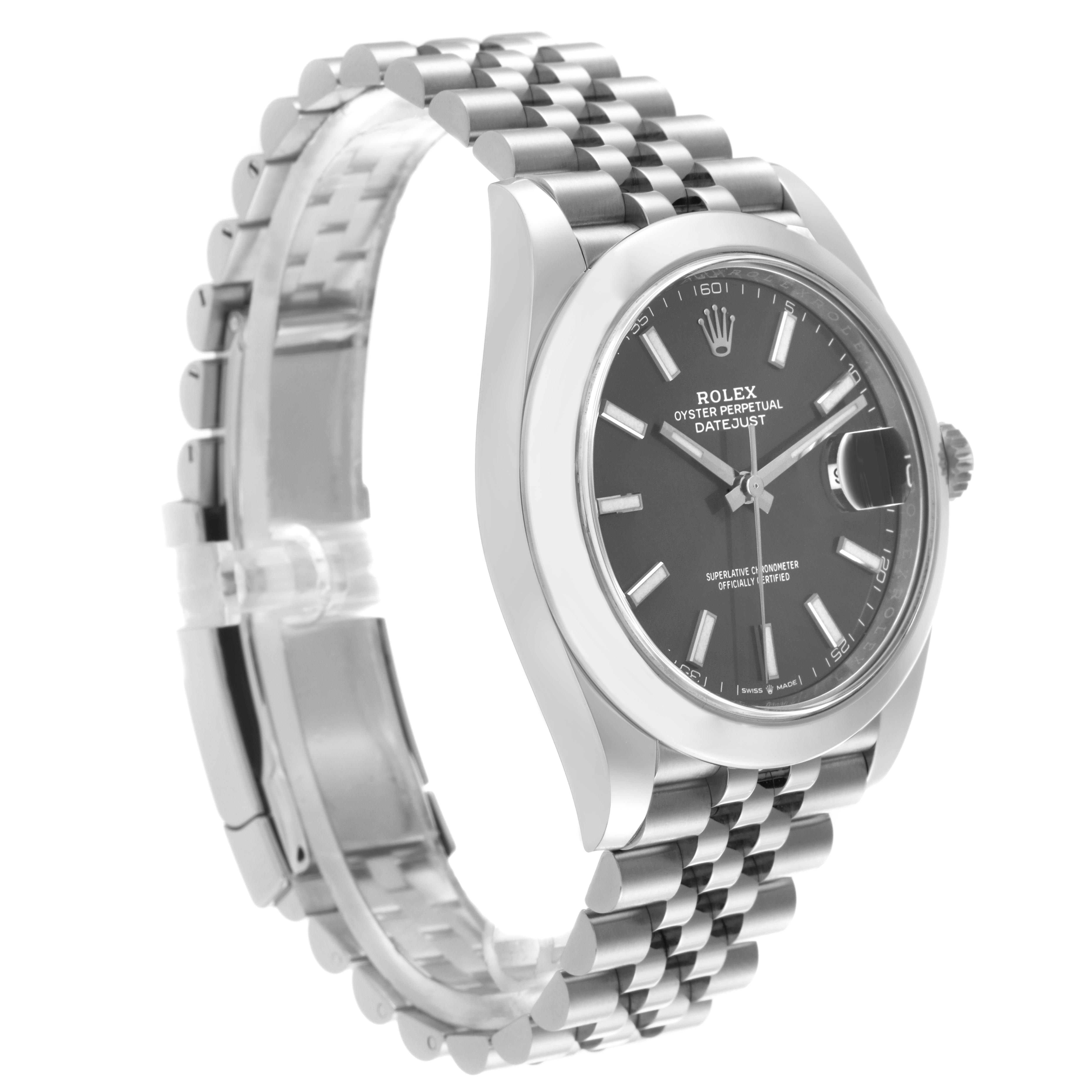 The Rolex Datejust 41 126300 Men's Stainless Steel Grey Dial 126300 Men's Stainless Steel Grey Dial is shown at a three-quarter angle, displaying the face, bezel, and part of the bracelet.