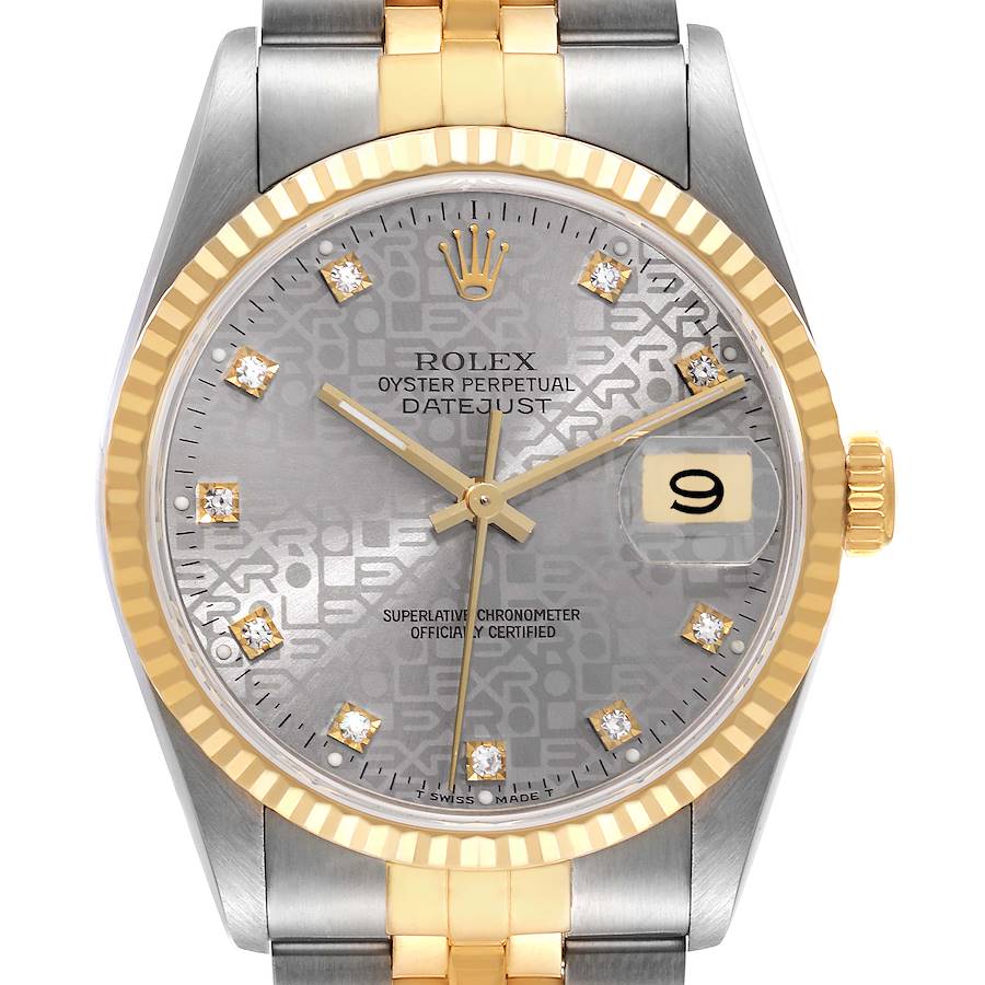 Rolex Datejust Anniversary Diamond Dial Steel Yellow Gold Watch 16233 SwissWatchExpo