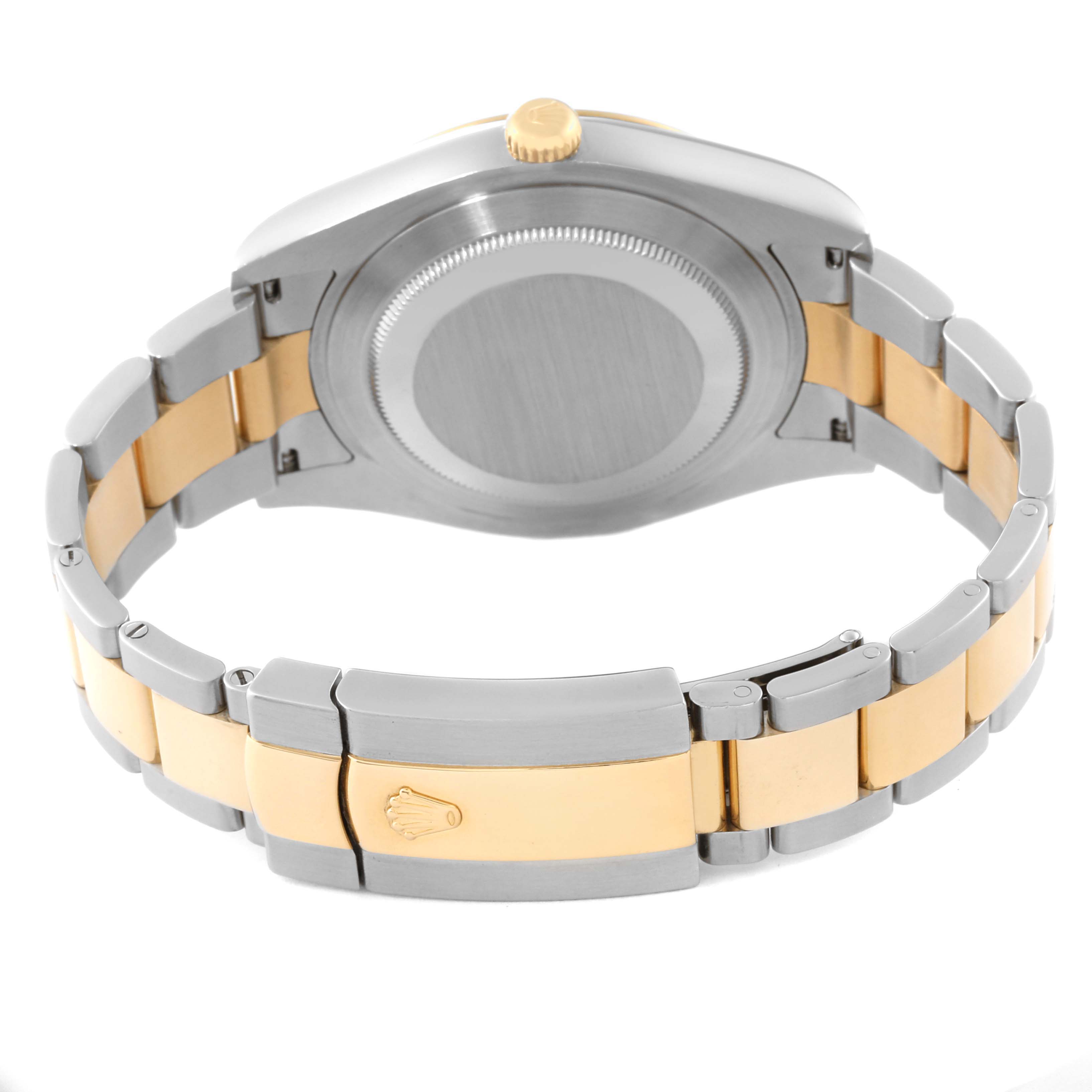 The image shows the back and the bracelet of a Rolex Datejust 41 116333 Men's Steel and Gold (two tone) Champagne Dial 116333 Men's Steel and Gold (two tone) Champagne Dial watch, highlighting its two-tone design and clasp.