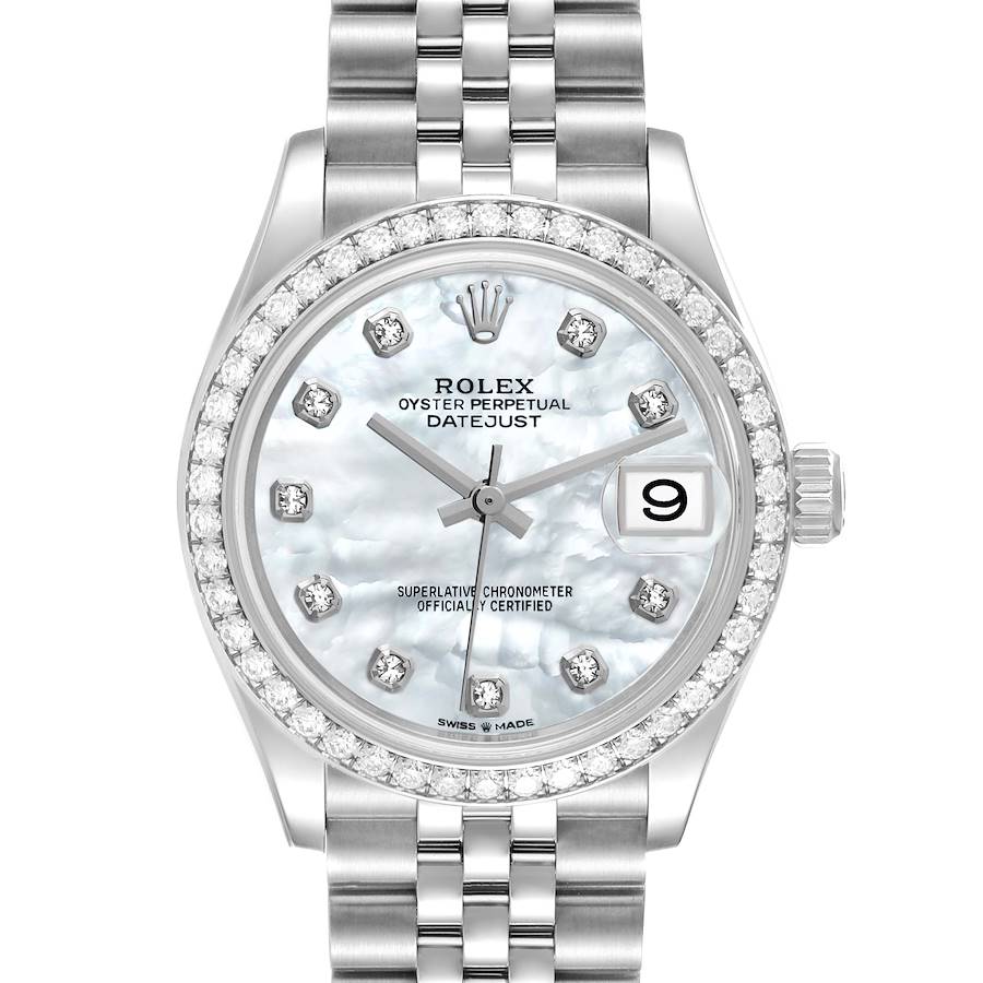 Rolex Datejust Midsize 31 Steel White Gold Mother of Pearl Diamond Ladies Watch 278384 SwissWatchExpo