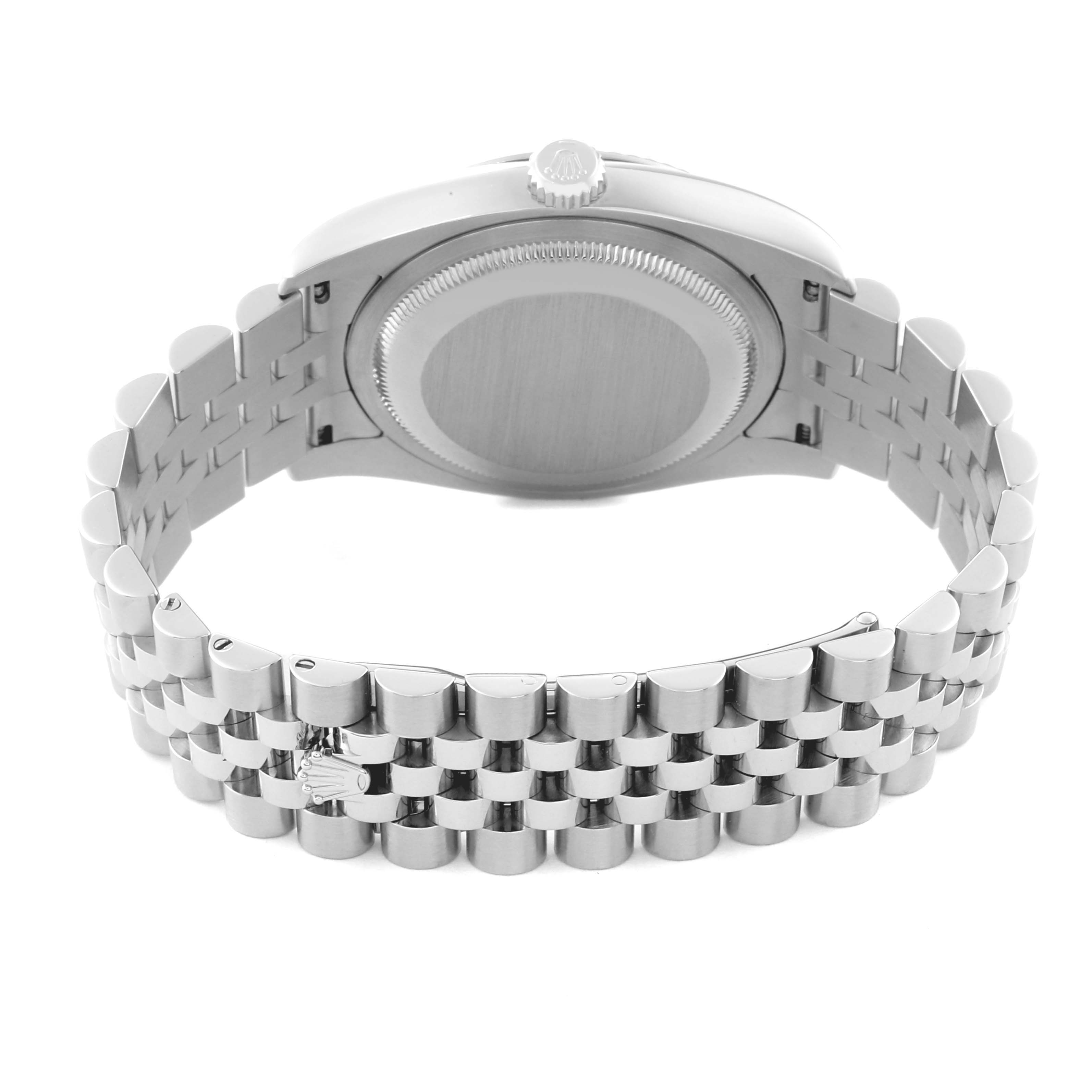 This image shows the back and strap of a Rolex Datejust 116234 Men's Stainless Steel White Dial 116234 Men's Stainless Steel White Dial watch, highlighting the case back and bracelet.