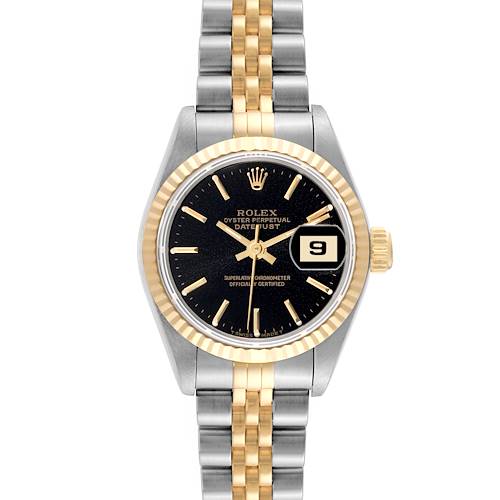 Photo of Rolex Datejust Steel Yellow Gold Black Dial Ladies Watch 69173 Box Papers