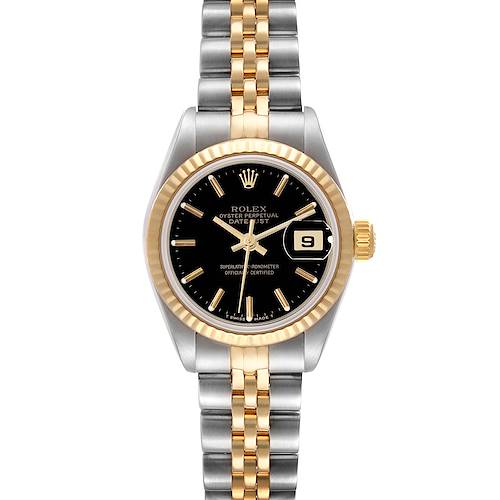Photo of Rolex Datejust Steel Yellow Gold Black Dial Ladies Watch 69173 Papers