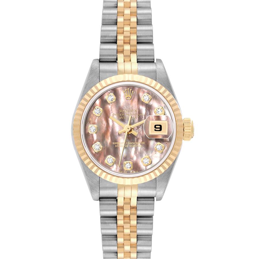 Rolex Datejust Steel Yellow Gold Mother of Pearl Diamond Ladies Watch 69173 SwissWatchExpo