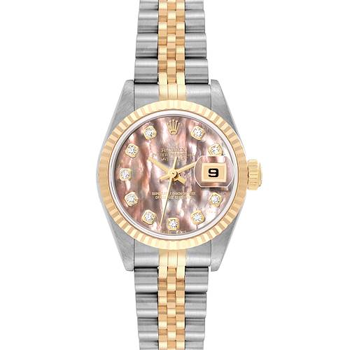 Photo of Rolex Datejust Steel Yellow Gold Mother of Pearl Diamond Ladies Watch 69173
