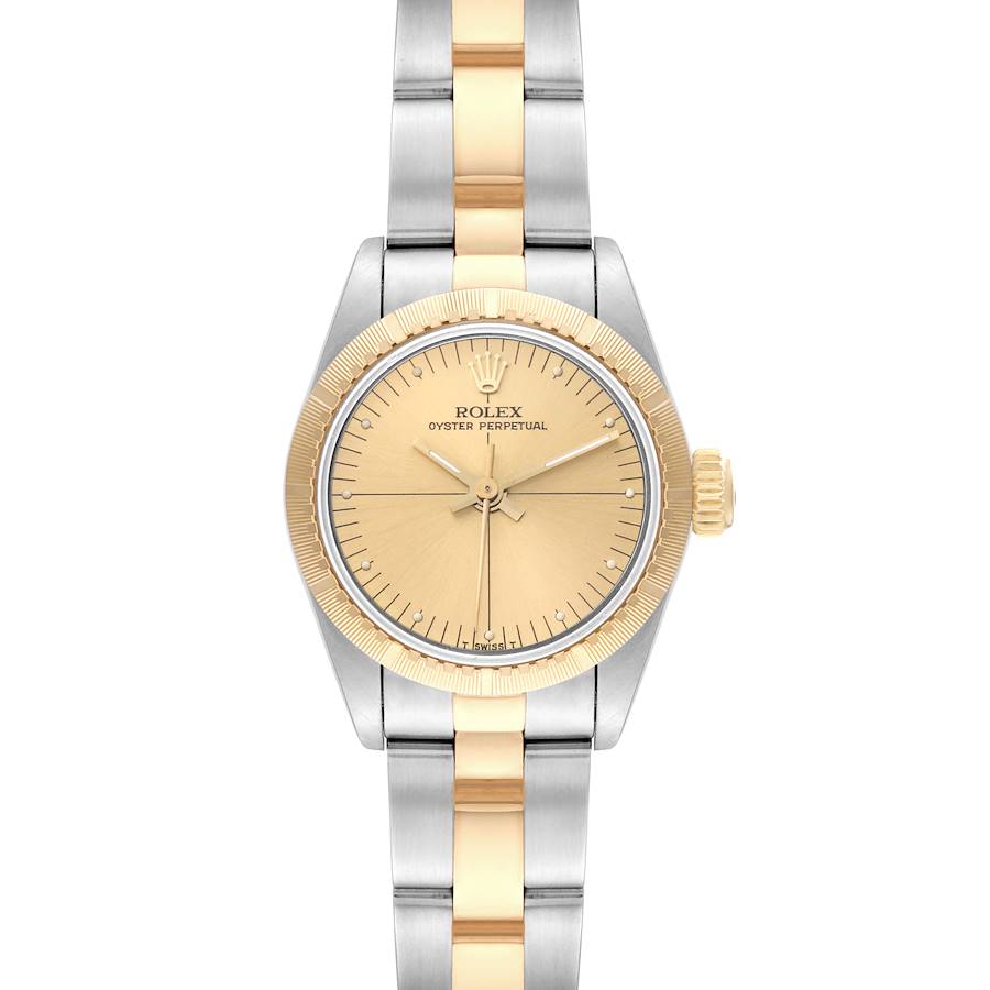 Rolex Oyster Perpetual Steel Yellow Gold Quadrant Dial Ladies Watch 67243 SwissWatchExpo