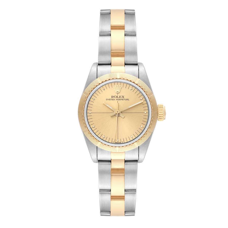Rolex Oyster Perpetual Steel Yellow Gold Quadrant Dial Ladies Watch 67243 SwissWatchExpo