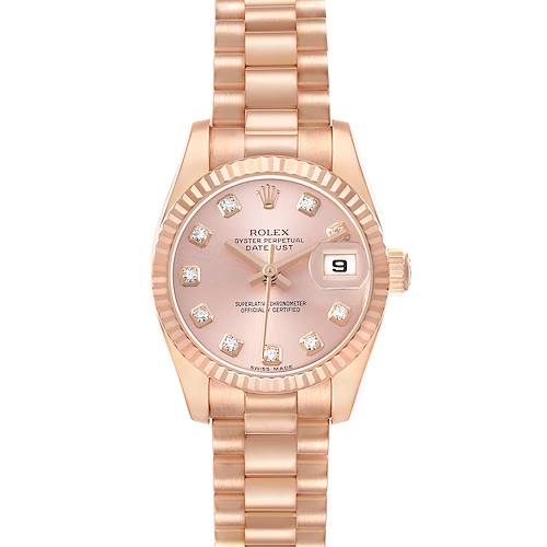Photo of Rolex President Datejust Rose Gold Diamond Ladies Watch 179175