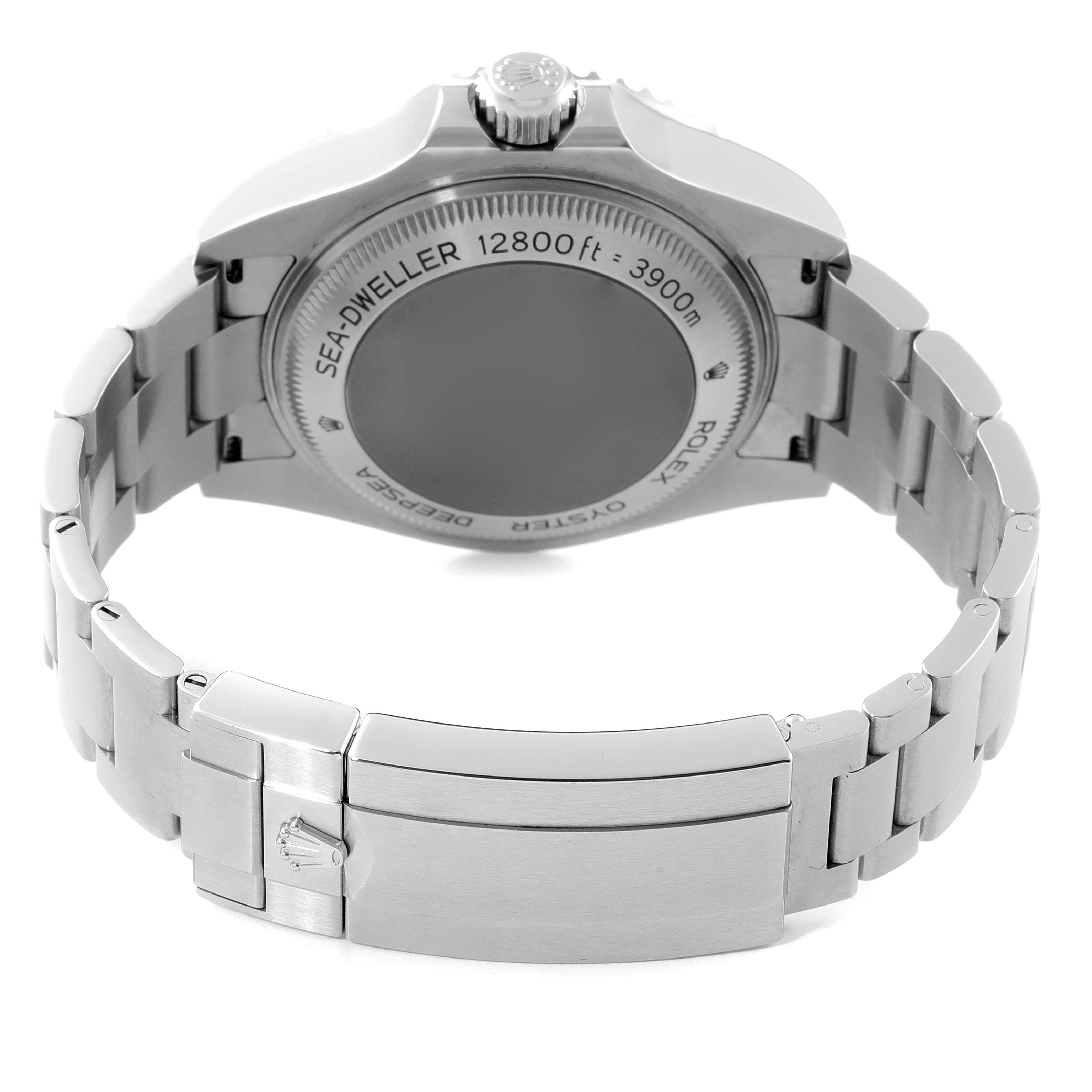 The image shows the back case and clasp of a Rolex Sea-Dweller 126660 Men
s Stainless Steel Blue Dial 126660 Men
s Stainless Steel Blue Dial watch.