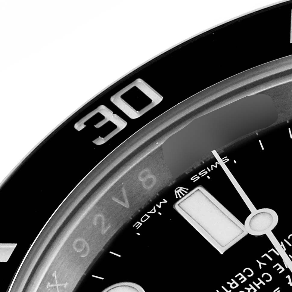 The image shows a close-up of the bezel and part of the dial of a Rolex Submariner 126610 Men
s Stainless Steel Black Dial 126610 Men
s Stainless Steel Black Dial watch, highlighting the "30" mark.