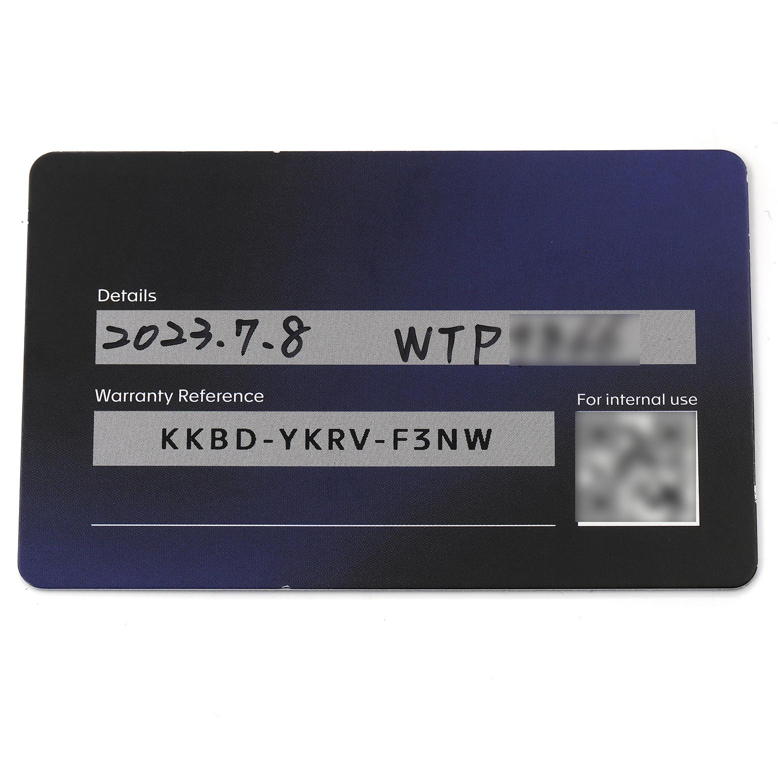 The image shows a warranty card for a Tag Heuer Monaco CBL2183.FT6236 Men's Titanium Black Dial CBL2183.FT6236 Men's Titanium Black Dial watch with handwritten details.