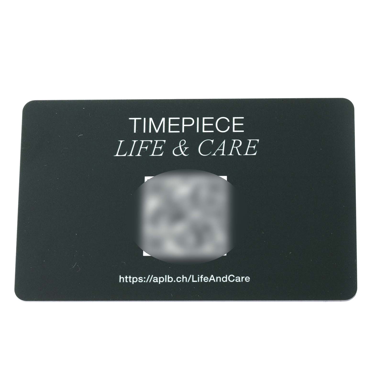 The image shows a Timepiece Life & Care card for the Audemars Piguet Royal Oak 15300ST.00.1220ST.01 Men's Stainless Steel White Dial 15300ST.00.1220ST.01 Men's Stainless Steel White Dial watch.