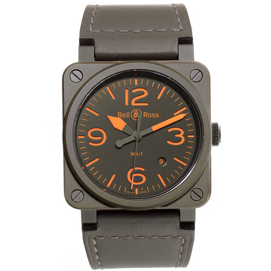 Bell Ross Matte Khaki Dial Automatic Ceramic Mens Watch BR0392