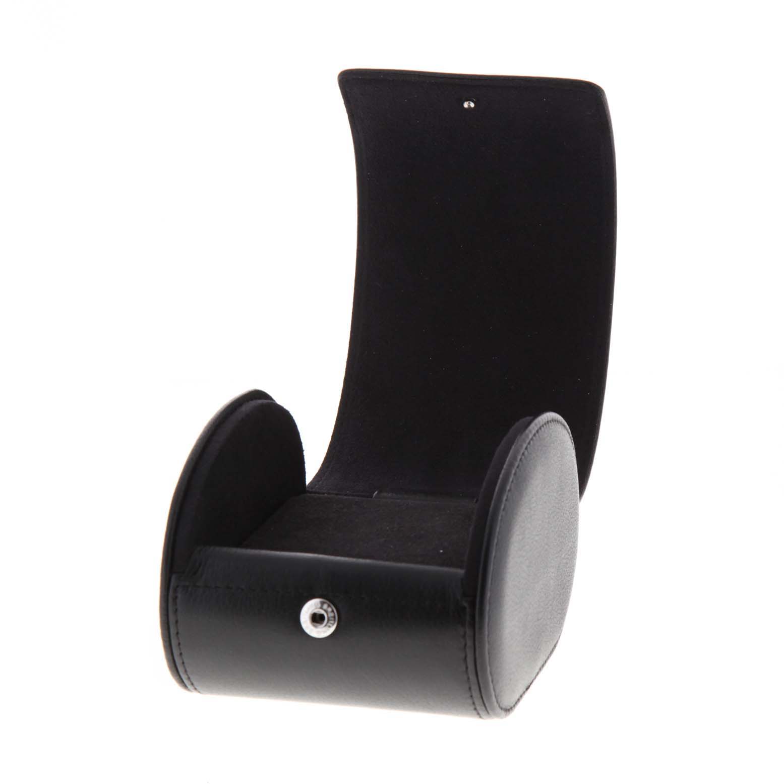 This is an open Breitling Avenger A3239011-C872-170A Men's Stainless Steel Black Dial A3239011-C872-170A Men's Stainless Steel Black Dial watch case viewed from an angle showing the interior and open cover.