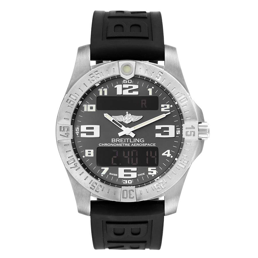 Breitling Aerospace Titanium Perpetual Alarm Mens Watch E79363 Box Card SwissWatchExpo