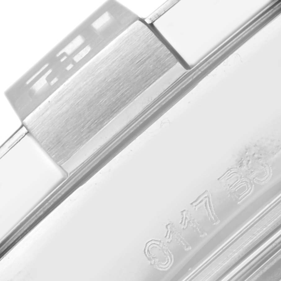 This image shows a close-up of the side of the bezel and casing of a Breitling Avenger A3239011/C930 Men's Stainless Steel Mother of Pearl Dial A3239011/C930 Men's Stainless Steel Mother of Pearl Dial watch.