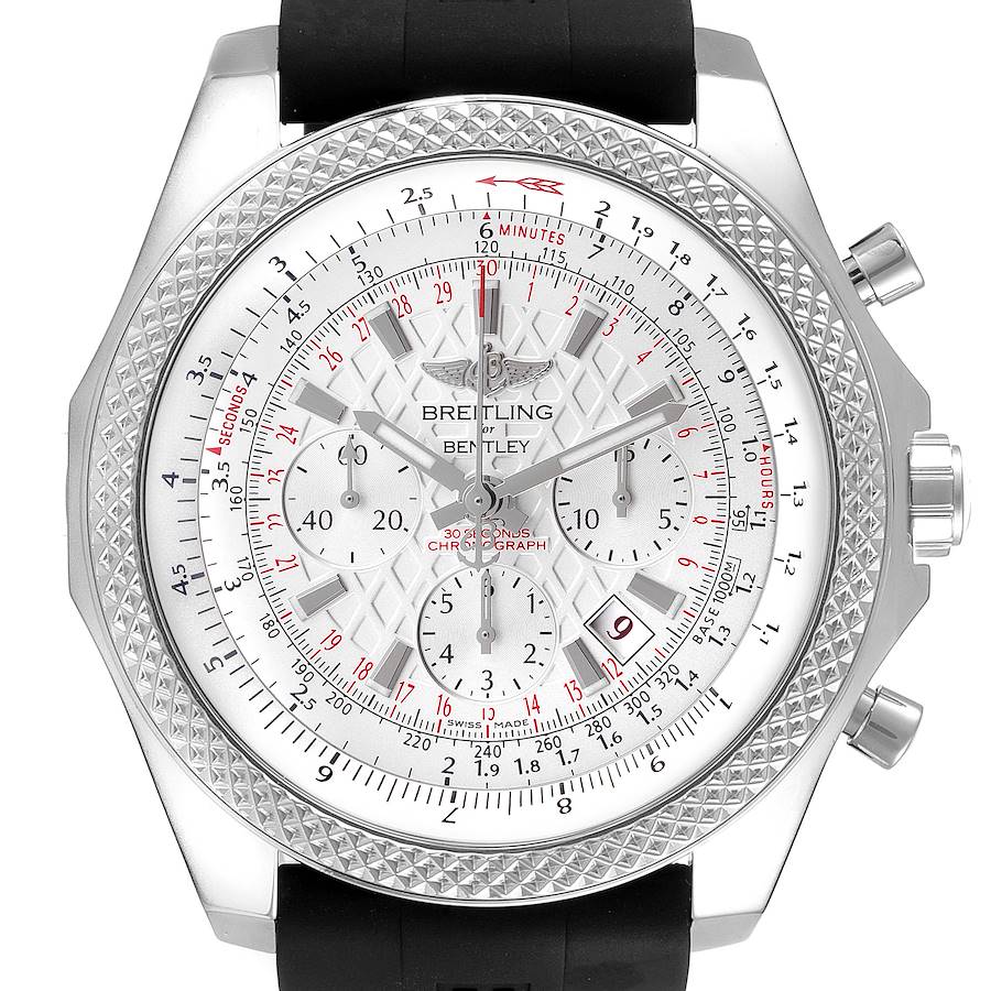 Breitling Bentley B06 Silver Dial Black Rubber Strap Watch AB0611 Box Card SwissWatchExpo