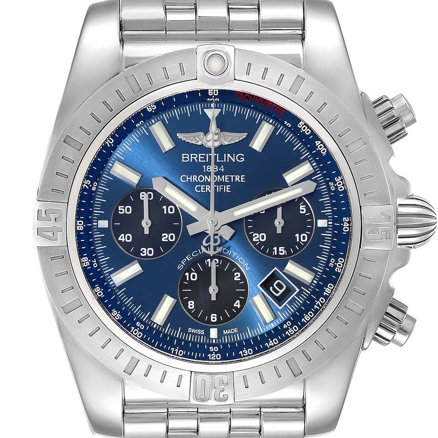 Breitling Chronomat Airbourne SE Blue Dial Steel Mens Watch AB0115 Box Card SwissWatchExpo