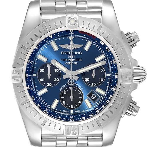 Photo of Breitling Chronomat Airbourne SE Blue Dial Steel Mens Watch AB0115 Box Card